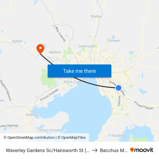Waverley Gardens Sc/Hansworth St to Bacchus Marsh map