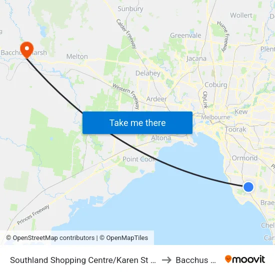 Southland Shopping Centre/Karen St to Bacchus Marsh map