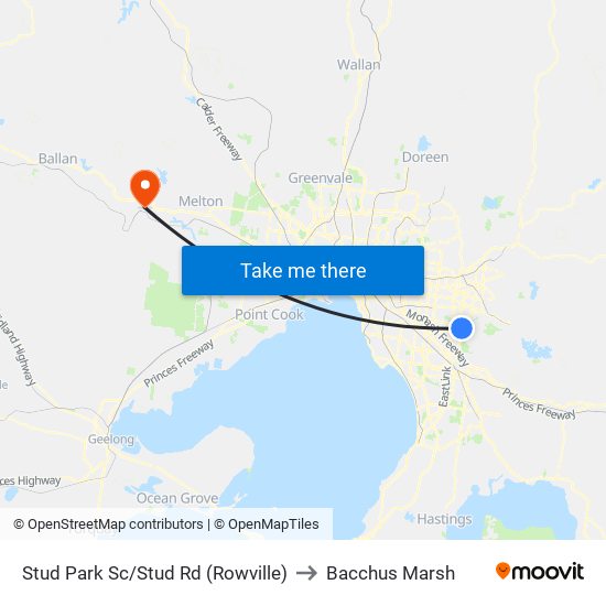 Stud Park Sc/Stud Rd (Rowville) to Bacchus Marsh map