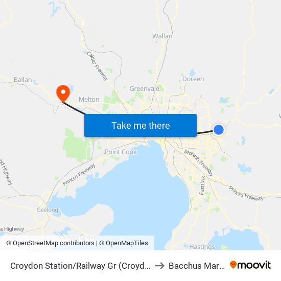 Croydon Station/Railway Gr (Croydon) to Bacchus Marsh map