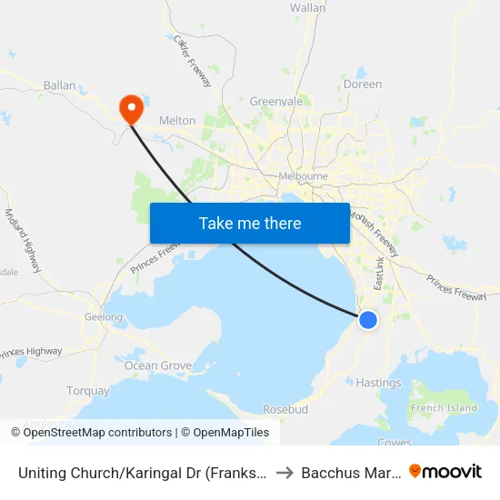 Uniting Church/Karingal Dr to Bacchus Marsh map
