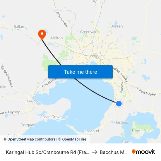 Karingal Hub Sc/Cranbourne Rd to Bacchus Marsh map