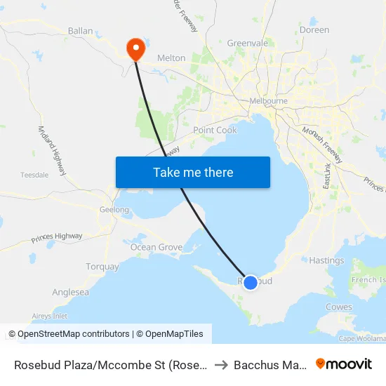 Rosebud Plaza/Mccombe St to Bacchus Marsh map