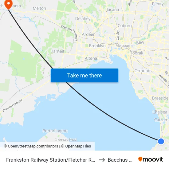 Frankston Railway Station/Fletcher Rd to Bacchus Marsh map