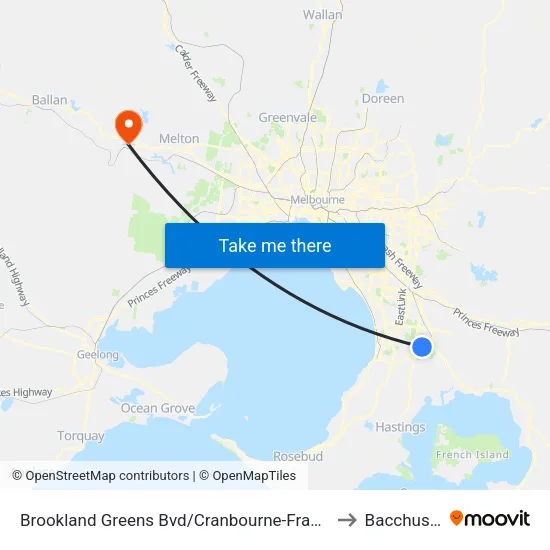 Brookland Greens Bvd/Cranbourne-Frankston Rd to Bacchus Marsh map