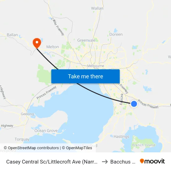 Casey Central Sc/Littlecroft Ave to Bacchus Marsh map