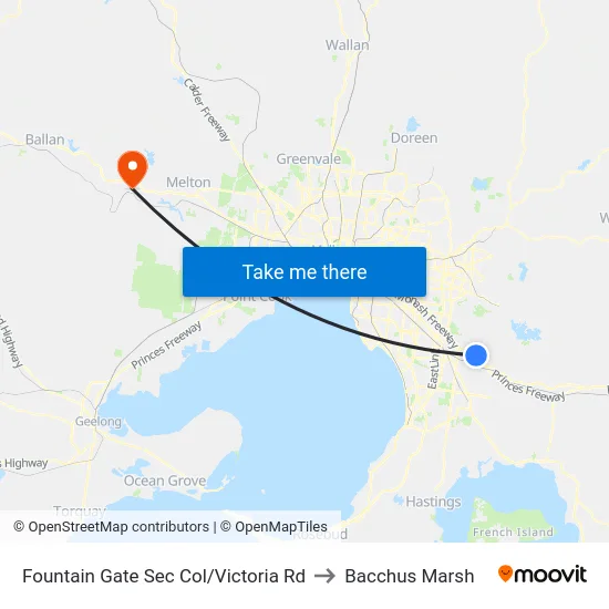 Fountain Gate Sec Col/Victoria Rd to Bacchus Marsh map