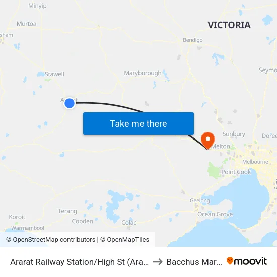 Ararat Railway Station/High St to Bacchus Marsh map