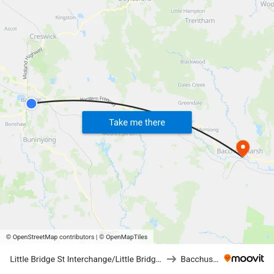 Little Bridge St Interchange/Little Bridge St to Bacchus Marsh map