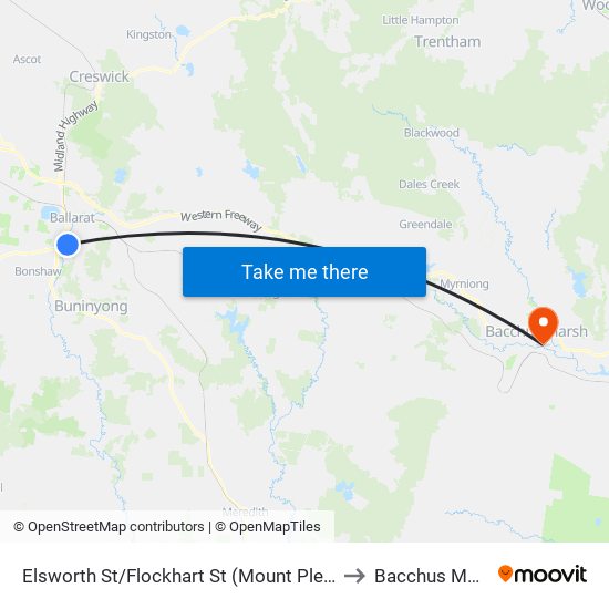 Elsworth St/Flockhart St (Mount Pleasant) to Bacchus Marsh map