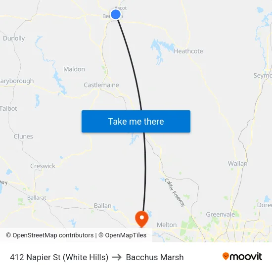 Rheola St/Napier St to Bacchus Marsh map