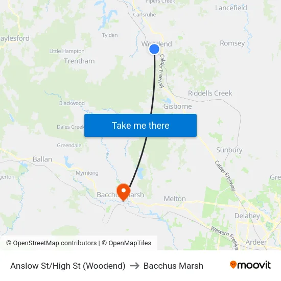 Anslow St/High St to Bacchus Marsh map