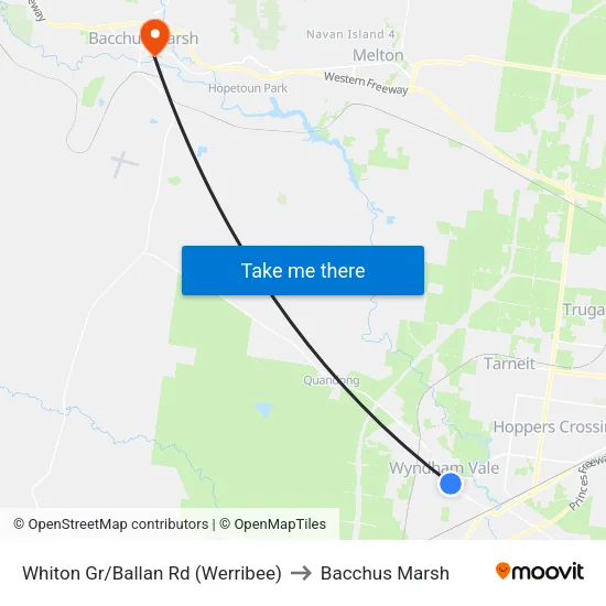 Whiton Gr/Ballan Rd to Bacchus Marsh map