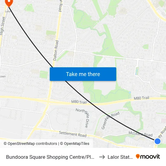 Bundoora Square Shopping Centre/Plenty Rd to Lalor Station map