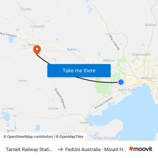 Tarneit Railway Station (Tarneit) to FedUni Australia - Mount Helen Campus map