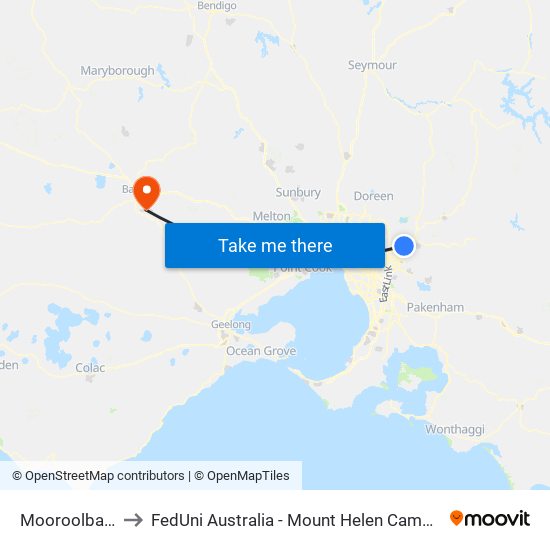 Mooroolbark to FedUni Australia - Mount Helen Campus map