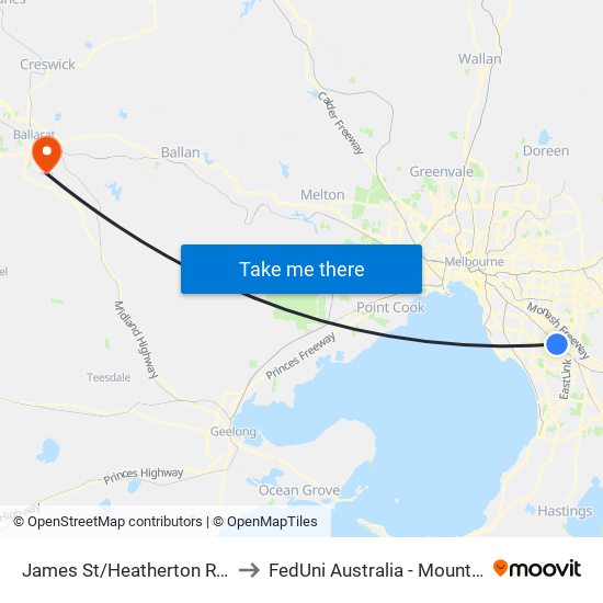 James St/Heatherton Rd (Noble Park) to FedUni Australia - Mount Helen Campus map