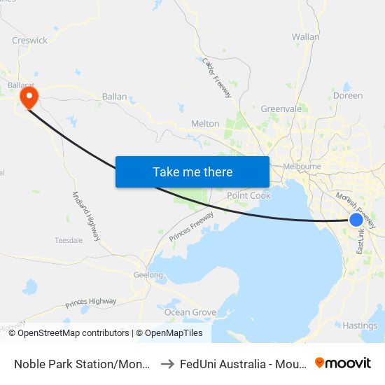 Noble Park Station/Mons Pde (Noble Park) to FedUni Australia - Mount Helen Campus map