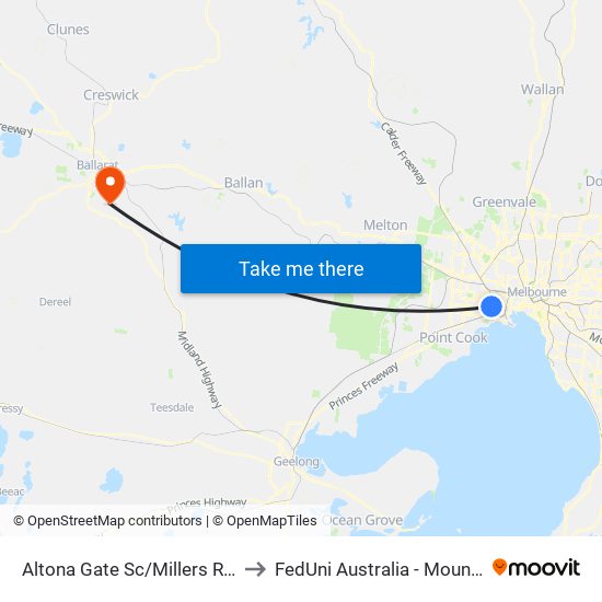 Altona Gate Sc/Millers Rd (Altona North) to FedUni Australia - Mount Helen Campus map