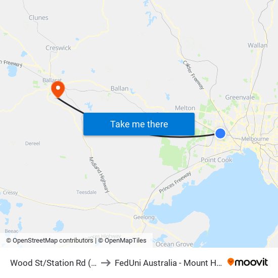 Wood St/Station Rd (Deer Park) to FedUni Australia - Mount Helen Campus map