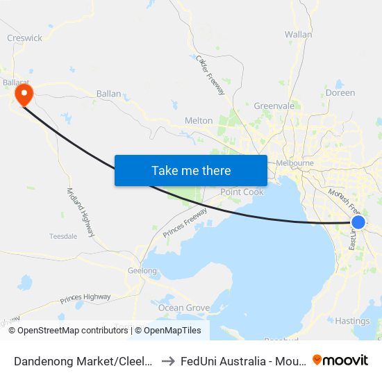 Dandenong Market/Cleeland St (Dandenong) to FedUni Australia - Mount Helen Campus map