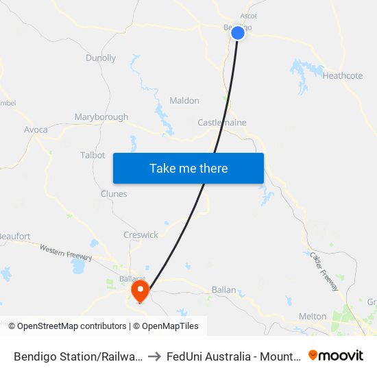 Bendigo Station/Railway Pl (Bendigo) to FedUni Australia - Mount Helen Campus map