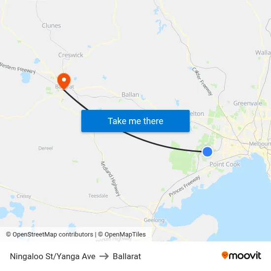 Ningaloo St/Yanga Ave to Ballarat map