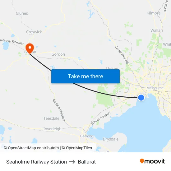 Seaholme Railway Station to Ballarat map