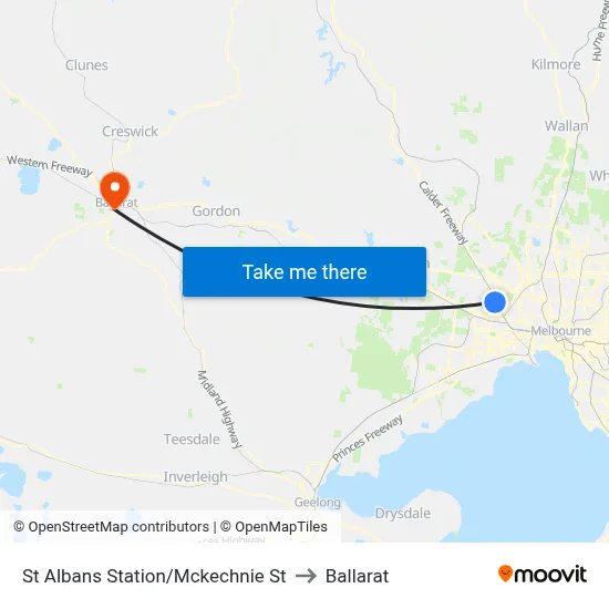 St Albans Station/Mckechnie St to Ballarat map