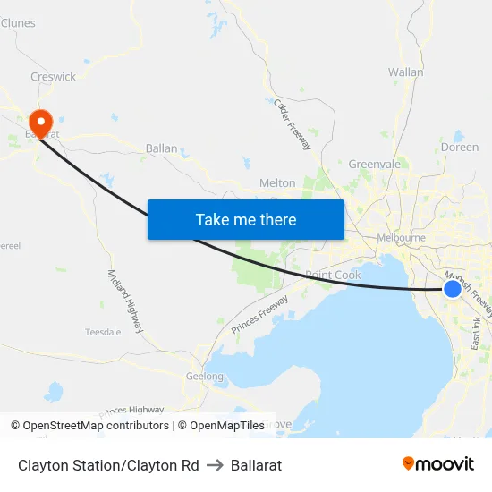 Clayton Station/Clayton Rd to Ballarat map