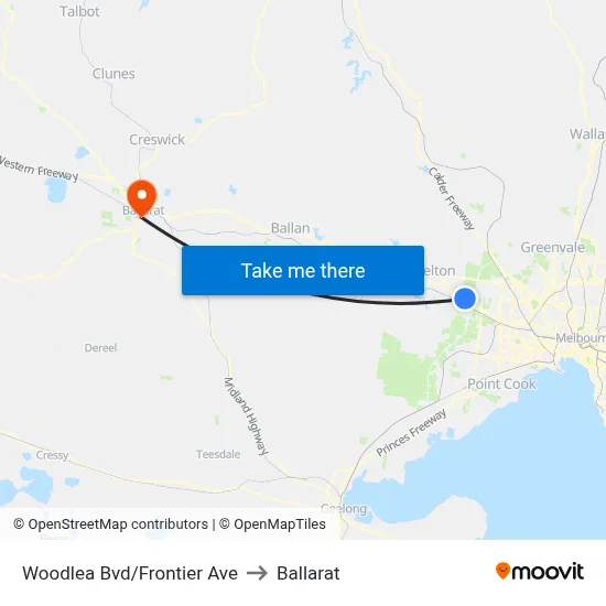 Woodlea Bvd/Frontier Ave to Ballarat map