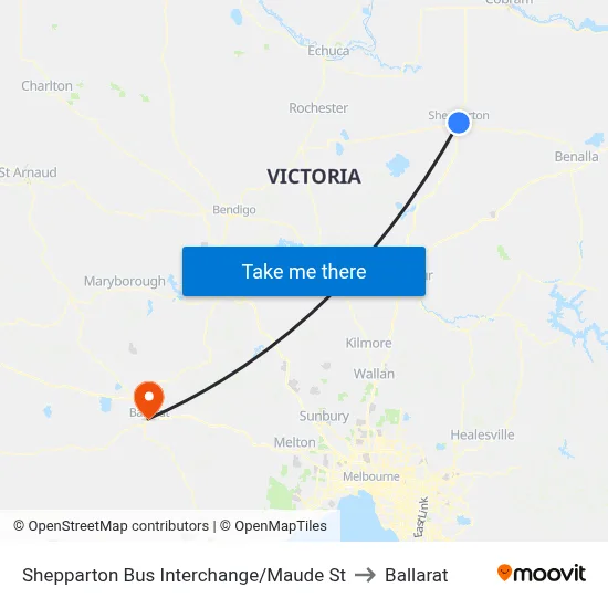 Shepparton Bus Interchange/Maude St to Ballarat map