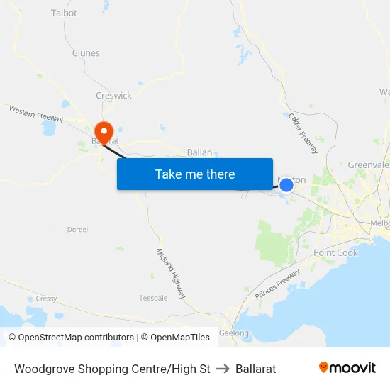 Woodgrove Shopping Centre/High St to Ballarat map