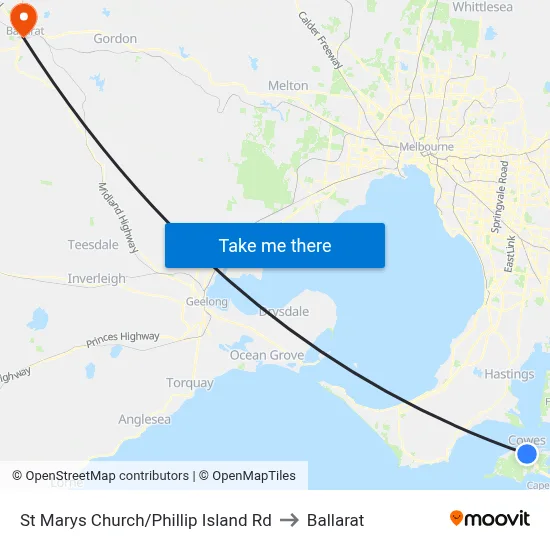 St Marys Church/Phillip Island Rd to Ballarat map