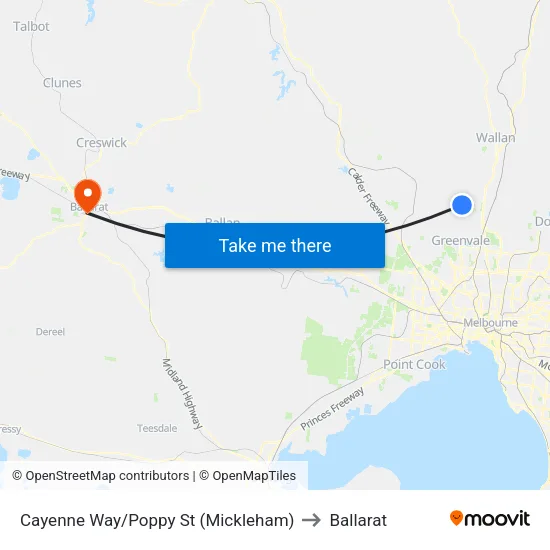 Cayenne Way/Poppy St to Ballarat map