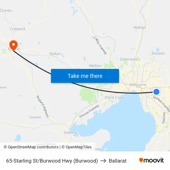 Starling St/Burwood Hwy #65 to Ballarat map