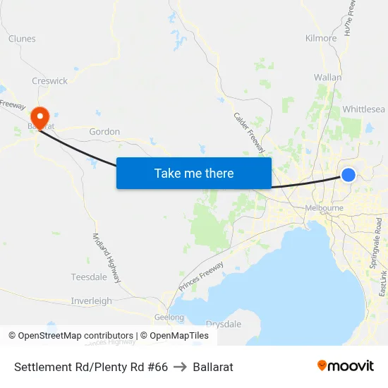 Settlement Rd/Plenty Rd #66 to Ballarat map