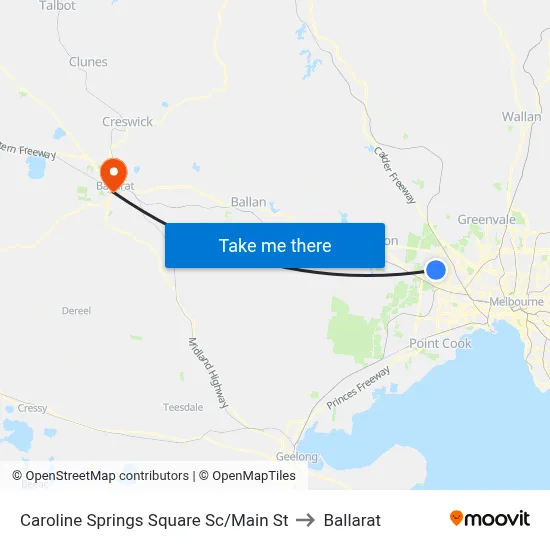 Caroline Springs Square Sc/Main St to Ballarat map