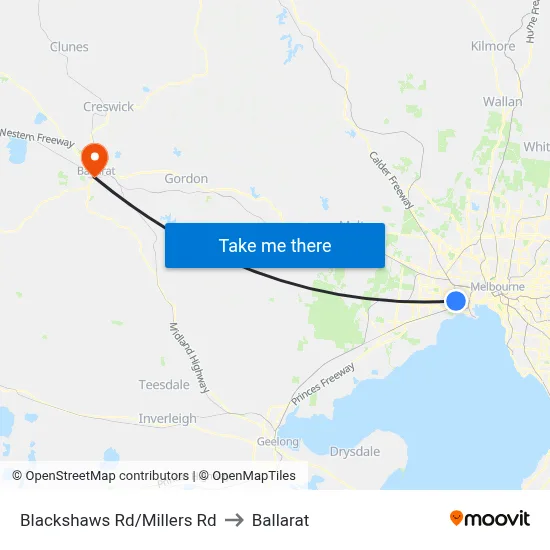 Blackshaws Rd/Millers Rd to Ballarat map