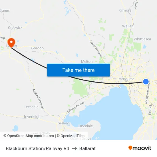 Blackburn Station/Railway Rd to Ballarat map