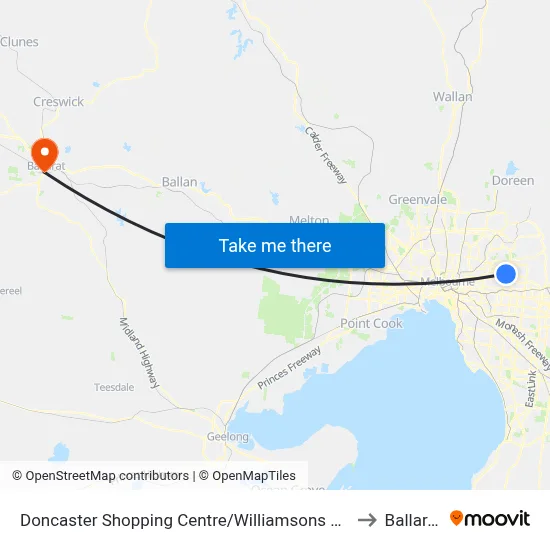 Doncaster Shopping Centre/Williamsons Rd to Ballarat map