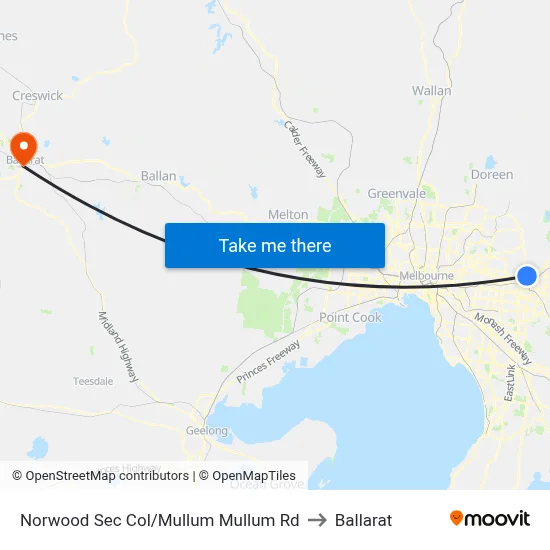 Norwood Sec Col/Mullum Mullum Rd to Ballarat map