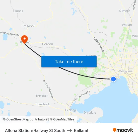 Altona Station/Railway St South to Ballarat map