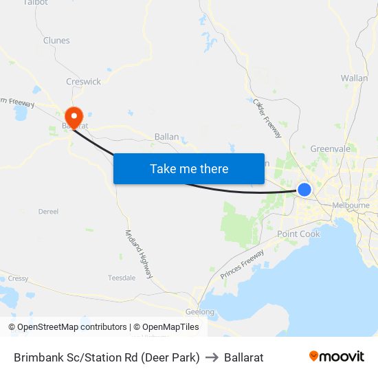 Brimbank Sc/Station Rd (Deer Park) to Ballarat map