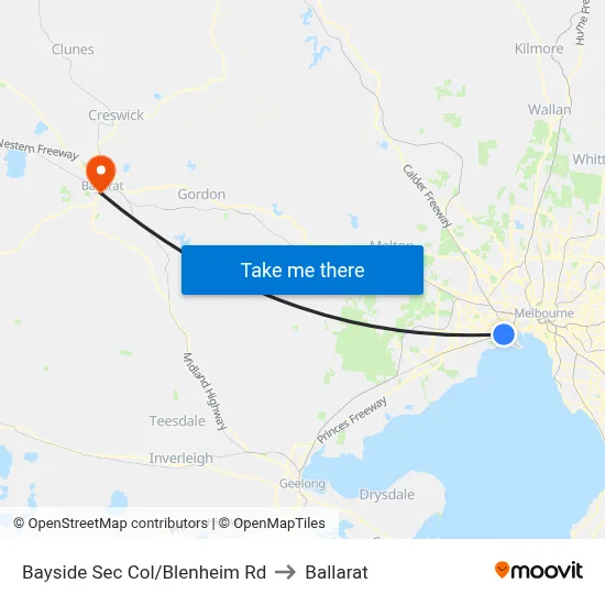 Bayside Sec Col/Blenheim Rd to Ballarat map