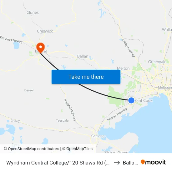 Wyndham Central College/Shaws Rd to Ballarat map
