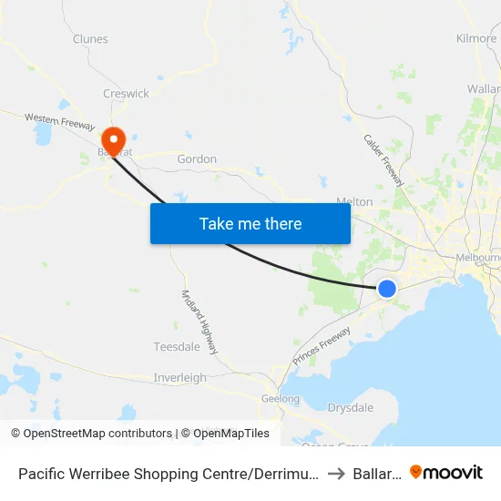 Pacific Werribee Shopping Centre/Derrimut Rd to Ballarat map