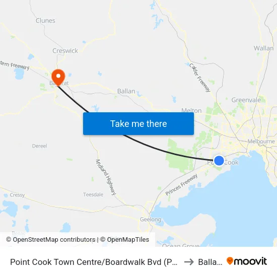 Point Cook Shopping Centre/Boardwalk Bvd to Ballarat map