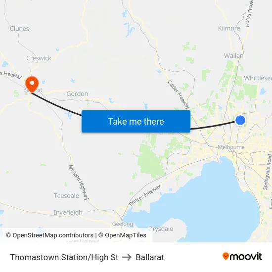 Thomastown Station/High St to Ballarat map