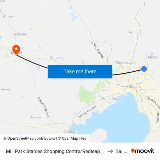 Mill Park Stables Shopping Centre/Redleap Ave to Ballarat map